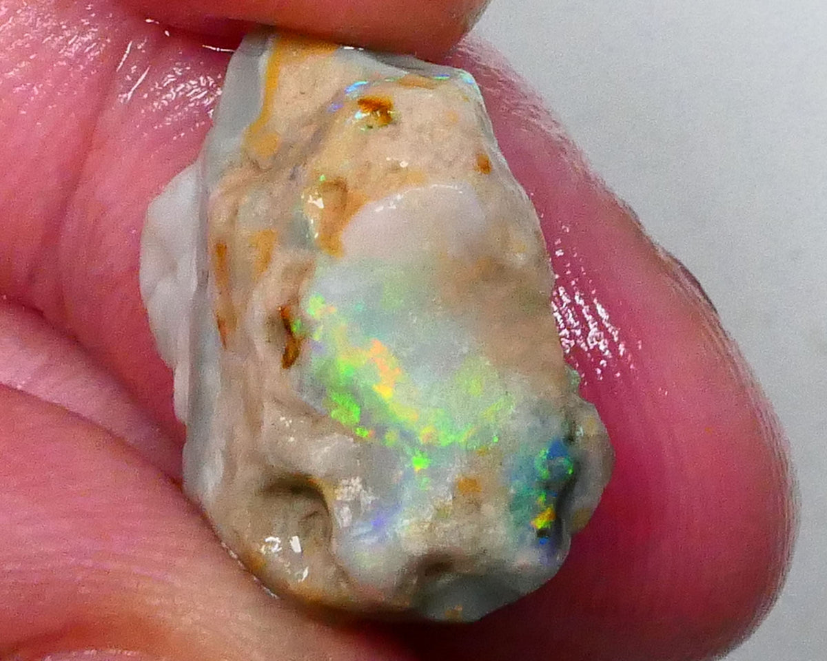 Nice Green dominant M. Fires with oranges Knobby opal rough 12.75cts Calling all Gamble cutters 20x16x8mm  Lot B4-A532