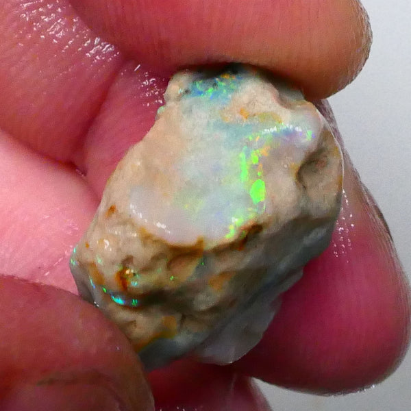 Nice Green dominant M. Fires with oranges Knobby opal rough 12.75cts Calling all Gamble cutters 20x16x8mm  Lot B4-A532