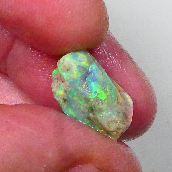 Bright Green dominant Multifires on this Pea Knobby opal rough 5.30cts Lightning ridge Crystal 15x8x8mm Lot B4-A531