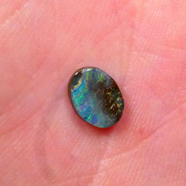 Winton Polished Boulder opal gemstone Ready to Set 1.40cts Stripe of Green dominant fires 8x6x3mm Lot B4-A522