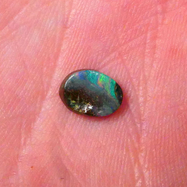 Winton Polished Boulder opal gemstone Ready to Set 1.40cts Stripe of Green dominant fires 8x6x3mm Lot B4-A522