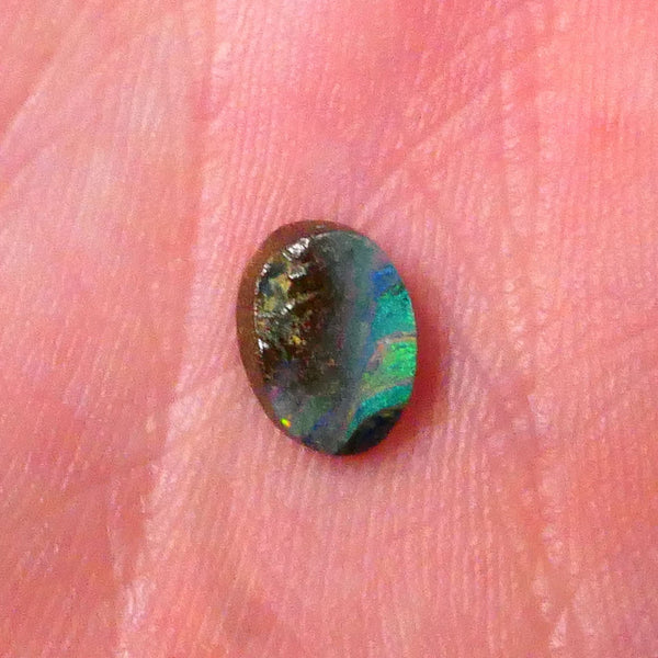 Winton Polished Boulder opal gemstone Ready to Set 1.40cts Stripe of Green dominant fires 8x6x3mm Lot B4-A522