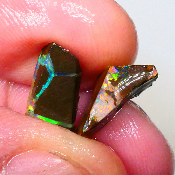 Orange / Red Alert WINTON's on fires Bling pair of rubs /rough 6.00cts boulder opal ironstone matrix 14x6x5mm & 13x7x4mm Lot B4-A544