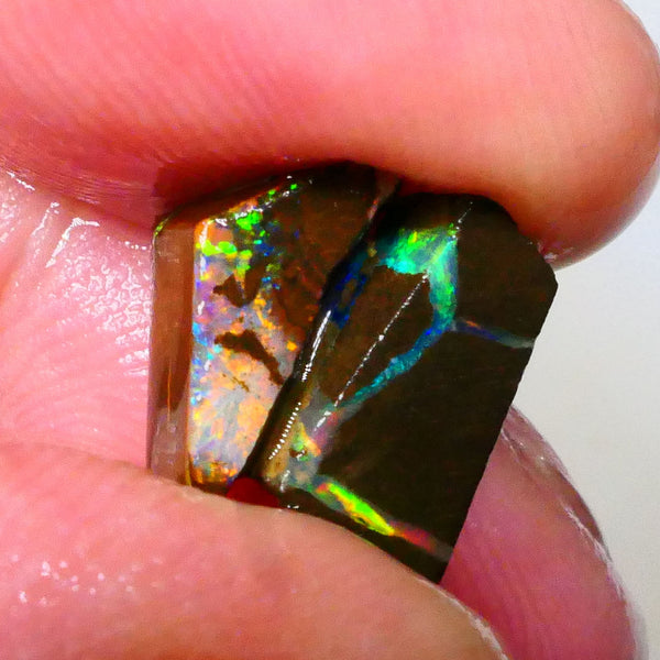 Orange / Red Alert WINTON's on fires Bling pair of rubs /rough 6.00cts boulder opal ironstone matrix 14x6x5mm & 13x7x4mm Lot B4-A544
