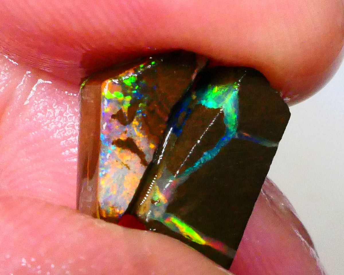 Orange / Red Alert WINTON's on fires Bling pair of rubs /rough 6.00cts boulder opal ironstone matrix 14x6x5mm & 13x7x4mm Lot B4-A544
