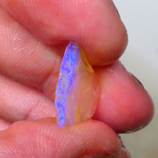 Cutter Crystal Seam opal rough 3.00cts Lightning Ridge Gorgeous Bright Blues skin 2 skin 18x15x3mm  Lot B4-A541