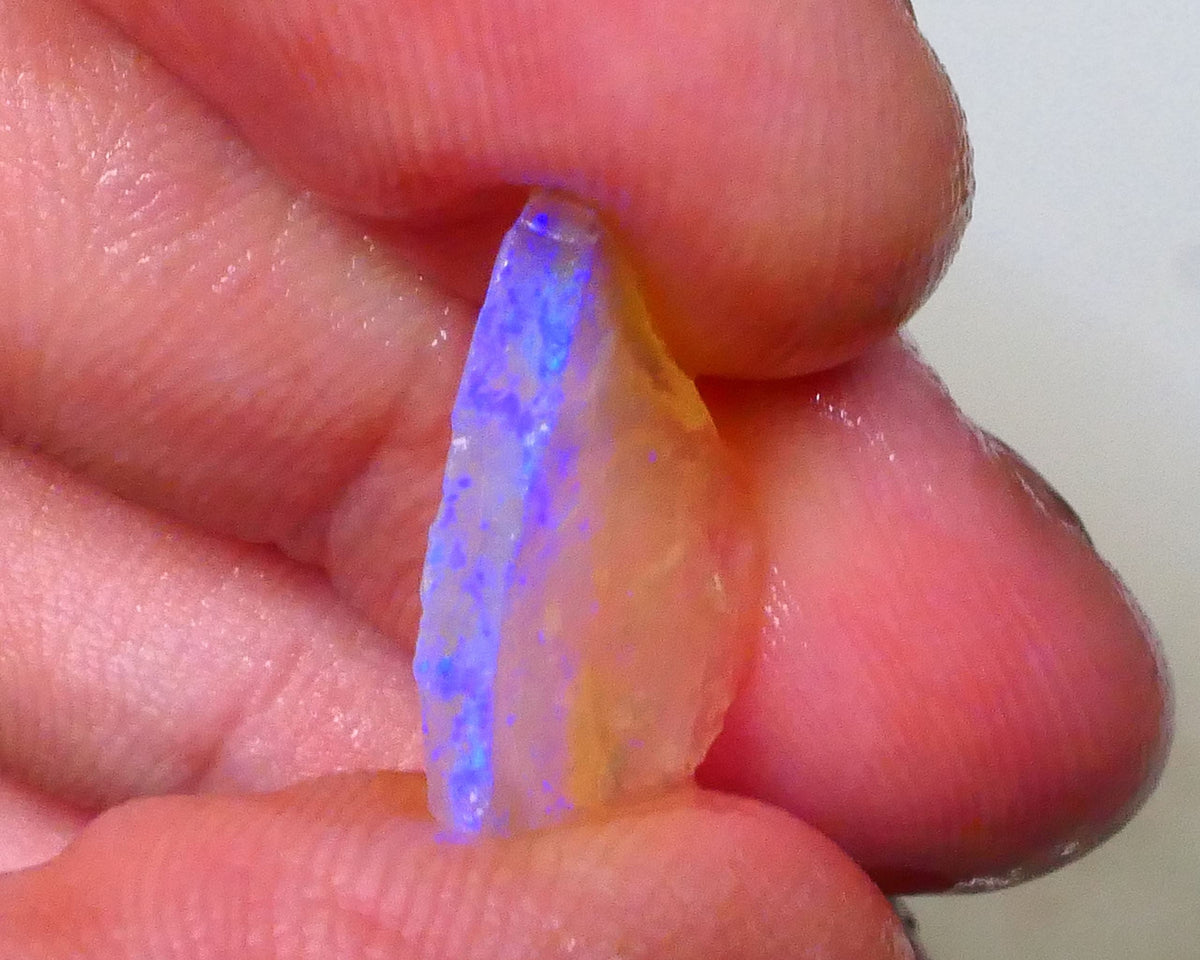 Cutter Crystal Seam opal rough 3.00cts Lightning Ridge Gorgeous Bright Blues skin 2 skin 18x15x3mm  Lot B4-A541