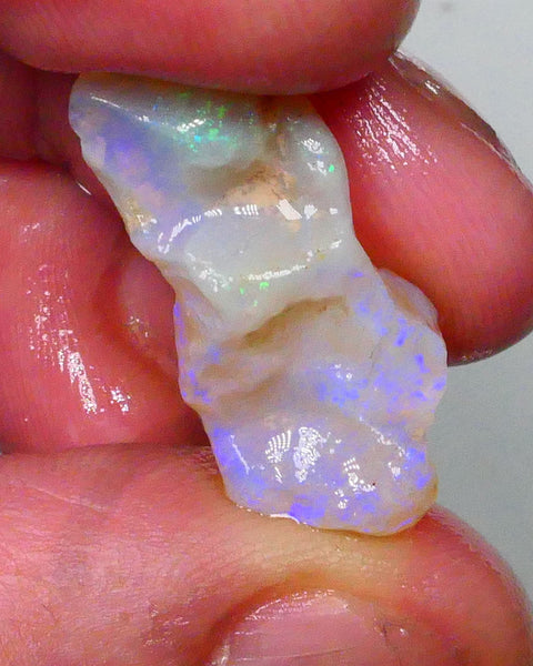 Coober Pedy Crystal Seam opal rough 12.00cts Lots of blue colours to cut / carve & Polish 25x11x9mm  Lot B4-A573