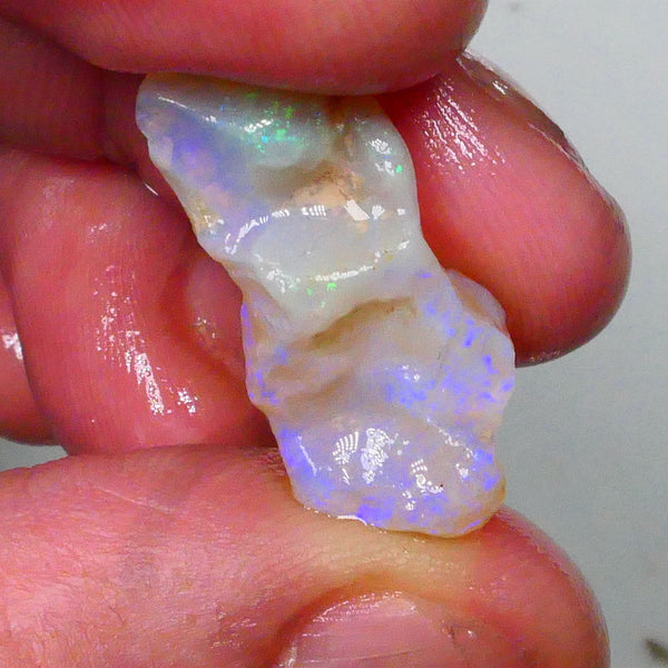 Coober Pedy Crystal Seam opal rough 12.00cts Lots of blue colours to cut / carve & Polish 25x11x9mm  Lot B4-A573
