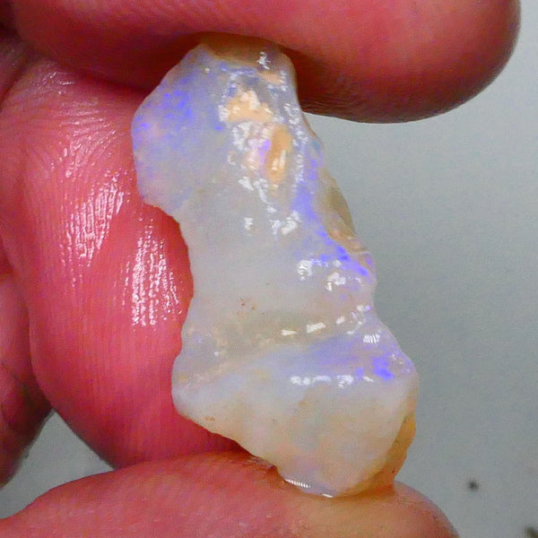 Coober Pedy Crystal Seam opal rough 12.00cts Lots of blue colours to cut / carve & Polish 25x11x9mm  Lot B4-A573