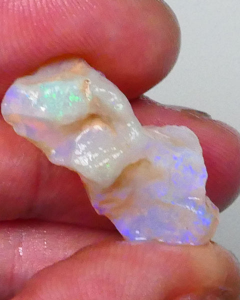 Coober Pedy Crystal Seam opal rough 12.00cts Lots of blue colours to cut / carve & Polish 25x11x9mm  Lot B4-A573