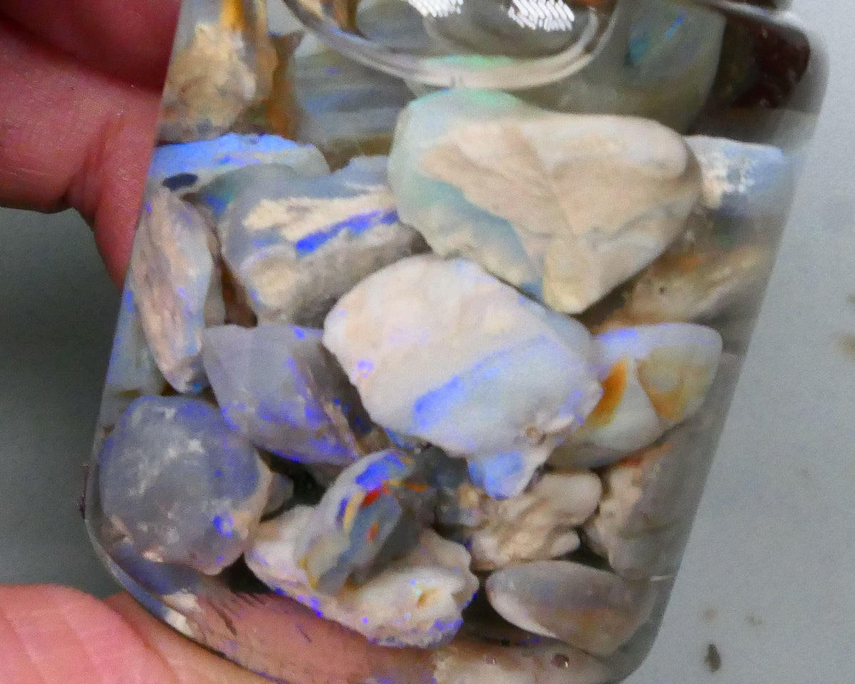 Lightning Ridge Knobby Seam dark base 150cts Potch & Lots colours to gamble 16mm chip size  Lot B4-A558