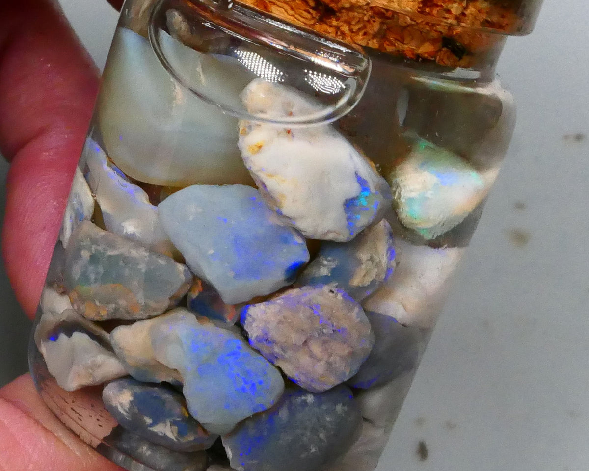 Lightning Ridge Knobby Seam dark base 150cts Potch & Lots colours to gamble 16mm chip size  Lot B4-A558