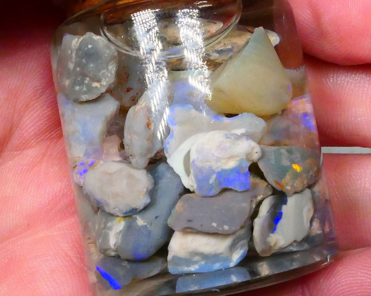 Lightning Ridge Knobby Seam dark base 150cts Potch & Lots colours to gamble 16mm chip size  Lot B4-A558
