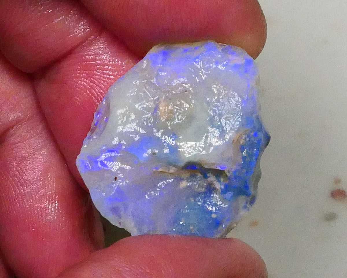 Large Dark Base Crystal knobby opal rough 33.00cts Lightning ridge Blues visible 360 to cut 28x25x10mm  Lot B4-A583