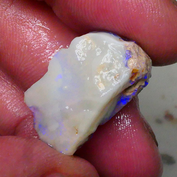 Knobby opal formation rough of Lighting Ridge 23.00cts Bright Blues in bar visible 360 but clay/sand host to work around 25x14x13mm  Lot B4-A580