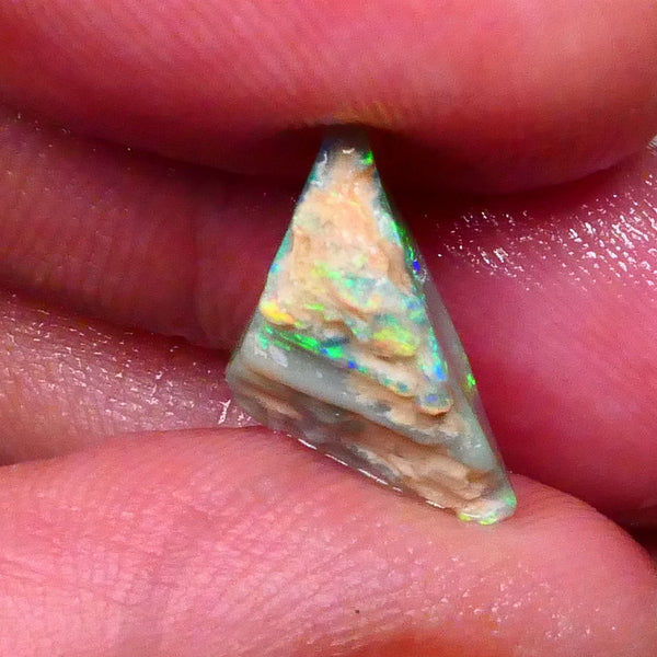 Lightning Ridge Dark Base Seam opal rough 2.90cts Bright Greens & blues expose to chase & Polish 16x8x7mm Lot B4-A579