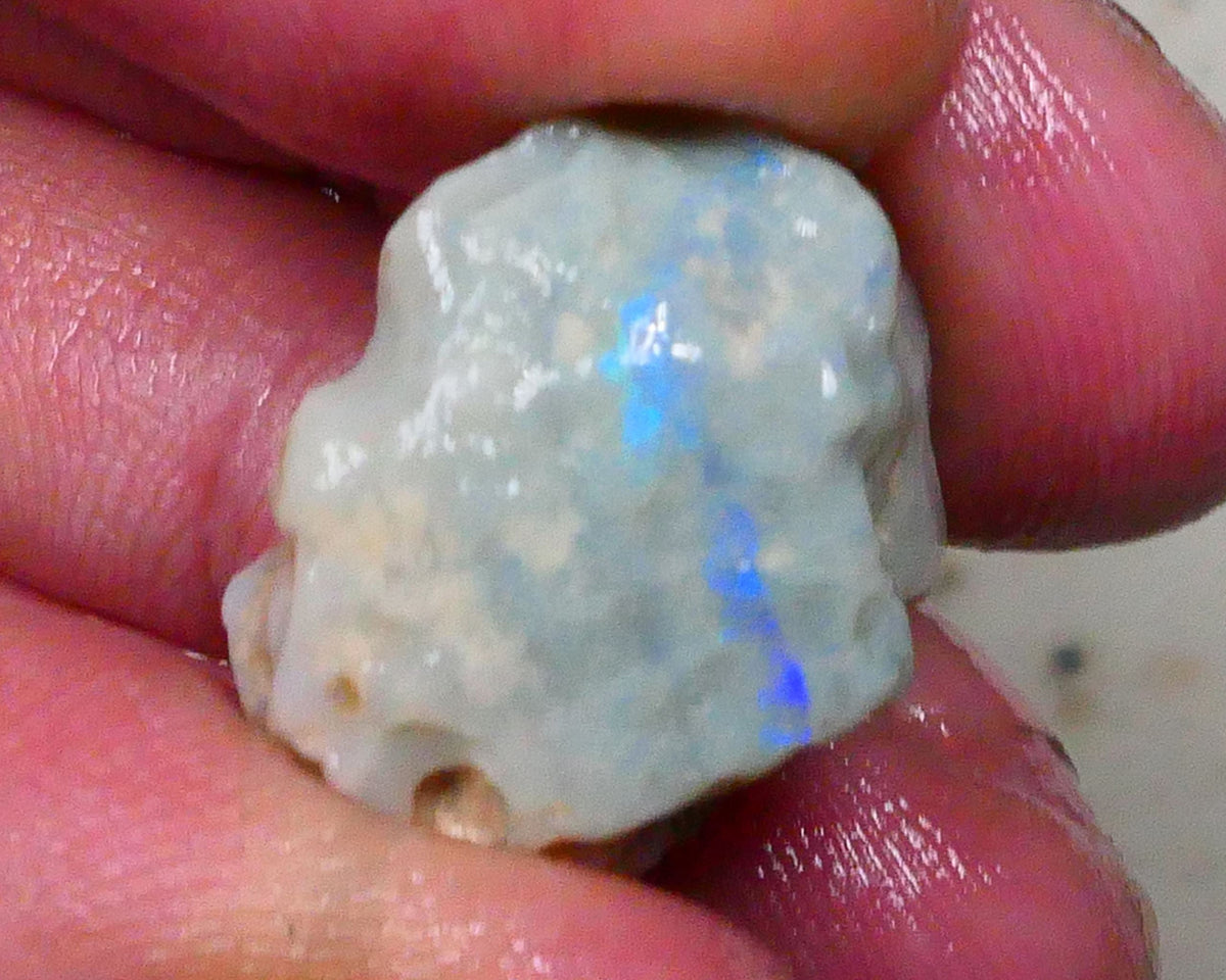 Lightning Ridge Knobby opal formation rough 20.00cts Bright Vertical bar carrying blue hues to gamble 21x19x15mm Lot B4-A577