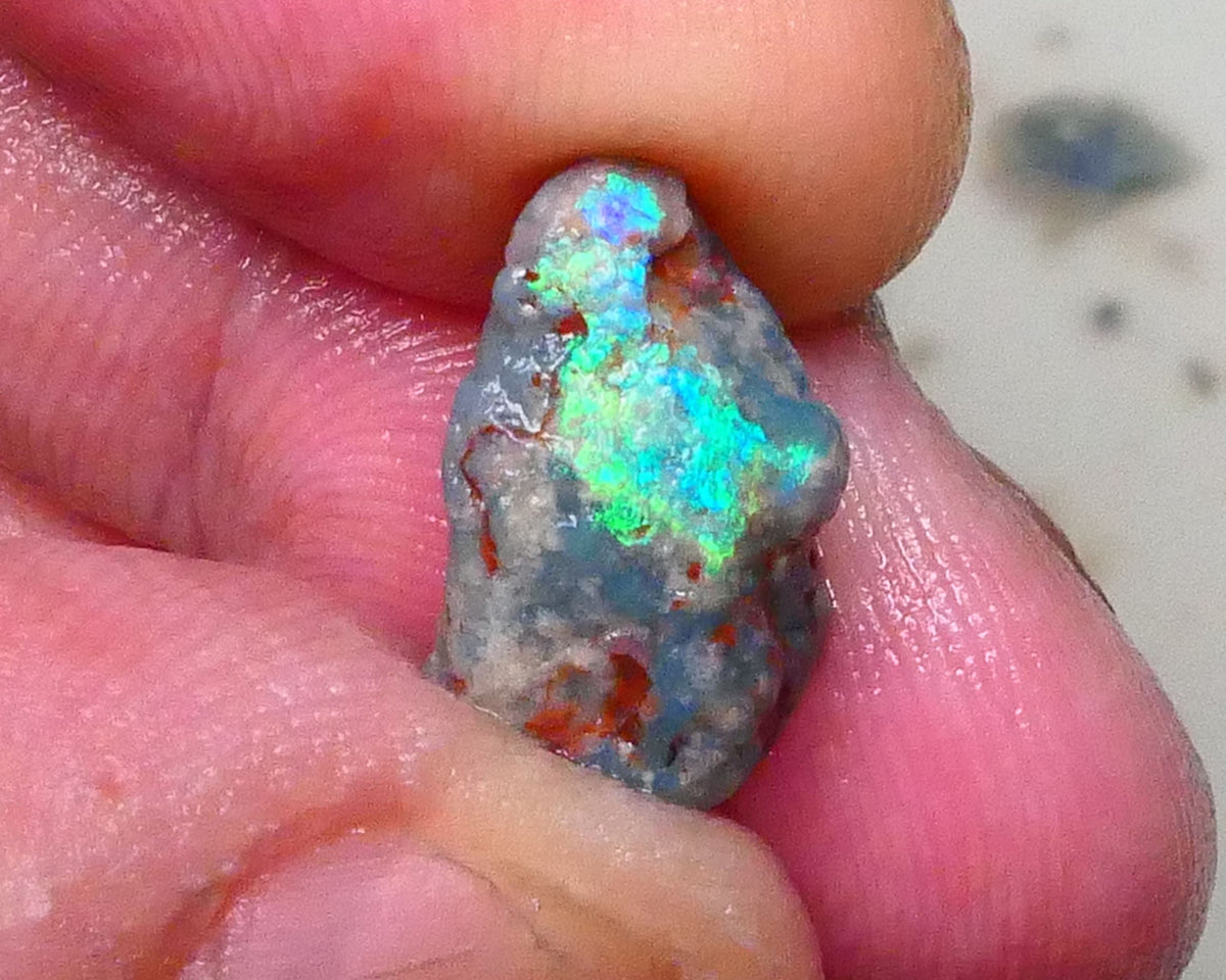 Vibrant Green & teal hues on this Pea Knobby rough opal 4.75cts Lightning Ridge 15x9x6mm  Lot B4-A576