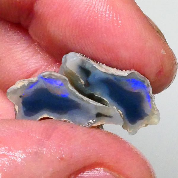 Blues bars to chase & explore 15.75cts Knobby split pair of Lightning Ridge 19x13x9mm & 19x12x8mm Lot B4-A598