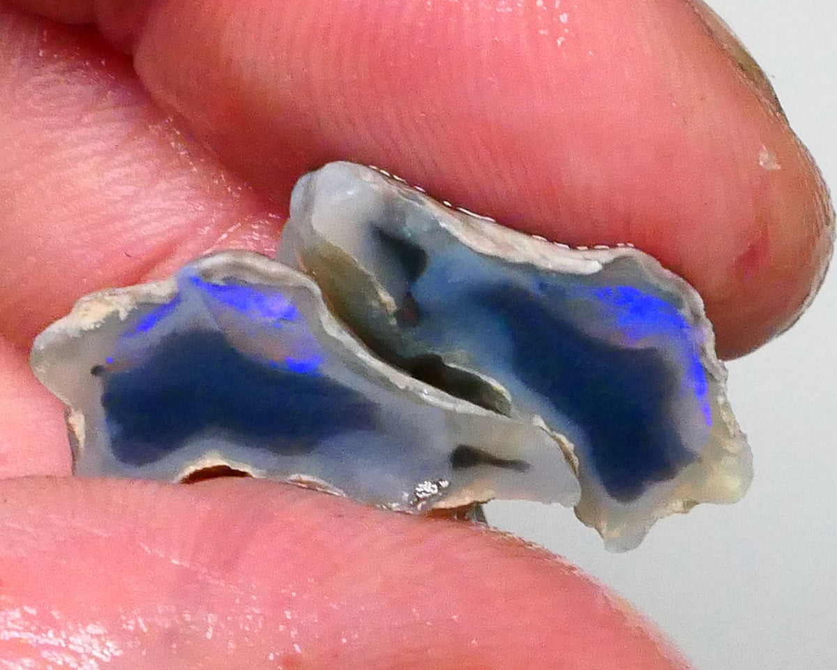 Blues bars to chase & explore 15.75cts Knobby split pair of Lightning Ridge 19x13x9mm & 19x12x8mm Lot B4-A598