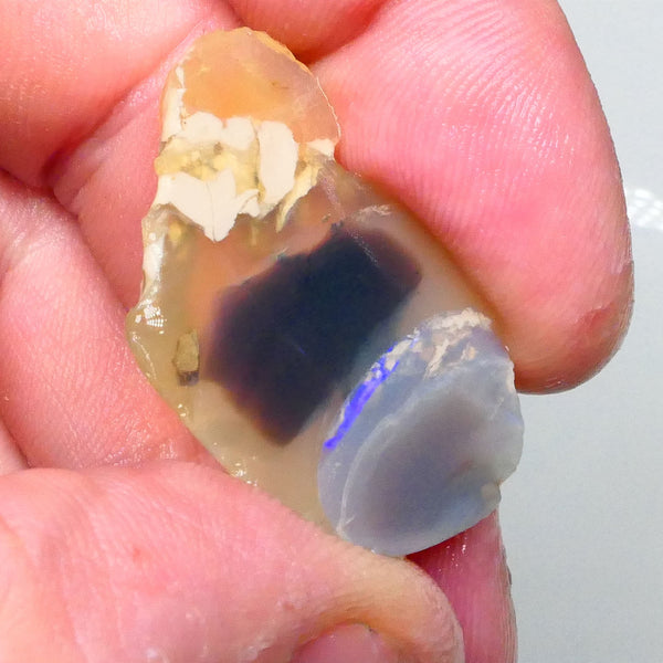 Lighting ridge Knobby opal rough slice 27.00cts  some blues fires in bar to gamble 33x23x6mm  Lot B4-A603