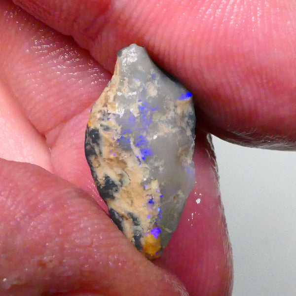 Clipped Dark Base knobby opal rough of Lighting Ridge 7.75cts blue colours showing through the skin 20x13x7mm  Lot B4-A608