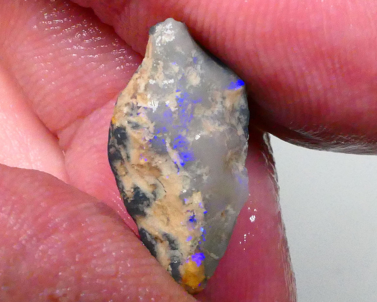 Clipped Dark Base knobby opal rough of Lighting Ridge 7.75cts blue colours showing through the skin 20x13x7mm  Lot B4-A608