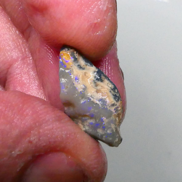 Clipped Dark Base knobby opal rough of Lighting Ridge 7.75cts blue colours showing through the skin 20x13x7mm  Lot B4-A608