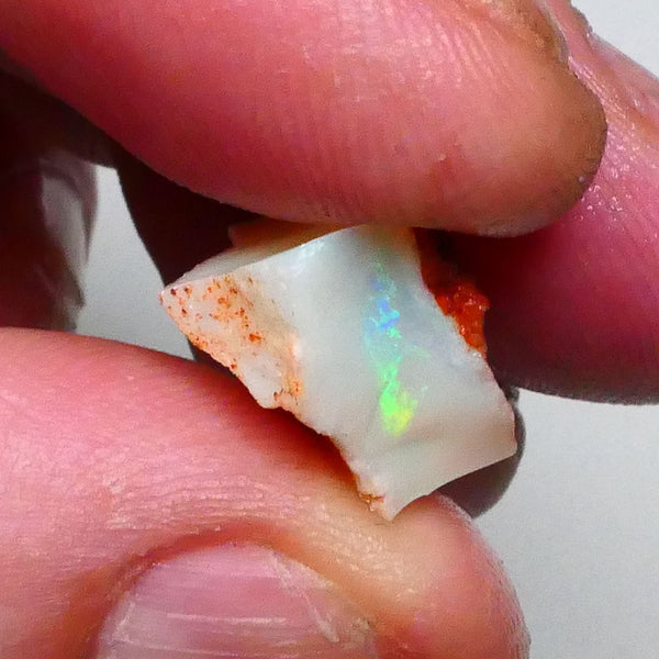 Coober Pedy Seam opal rough 12.40cts Bright Vibrant Green dominant Fires to cut & gamble 21x12x9mm  Lot B4-A610