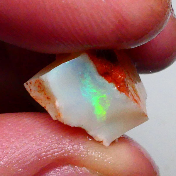 Coober Pedy Seam opal rough 12.40cts Bright Vibrant Green dominant Fires to cut & gamble 21x12x9mm  Lot B4-A610