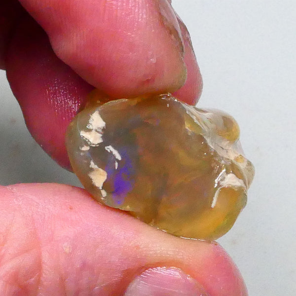 RED & blue Fire flashes ? Big sized Amber Knobby opal rough 65.00cts Lighting ridge 32x27x17mm  Lot B4-A611