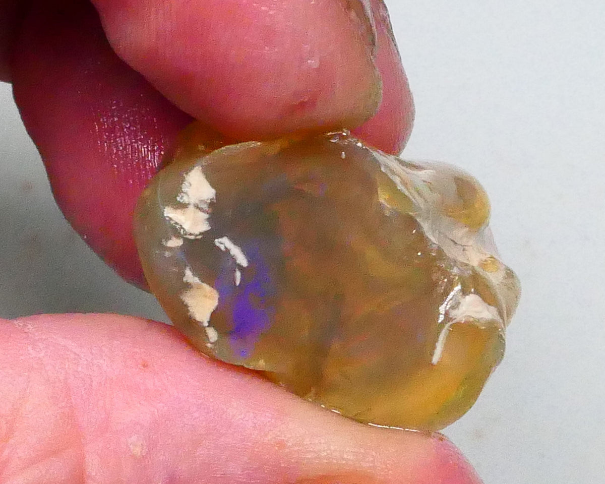 RED & blue Fire flashes ? Big sized Amber Knobby opal rough 65.00cts Lighting ridge 32x27x17mm  Lot B4-A611