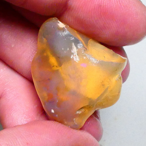 RED & blue Fire flashes ? Big sized Amber Knobby opal rough 65.00cts Lighting ridge 32x27x17mm  Lot B4-A611