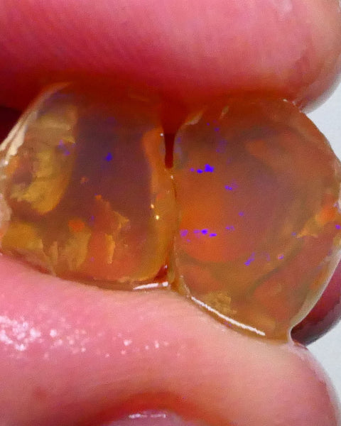 Lightning ridge amber knobby opal split 12.50cts Some Blue fires flashes 13x11x10mm & 13x10x7mm  Lot B4-A613