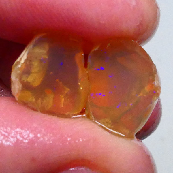 Lightning ridge amber knobby opal split 12.50cts Some Blue fires flashes 13x11x10mm & 13x10x7mm  Lot B4-A613