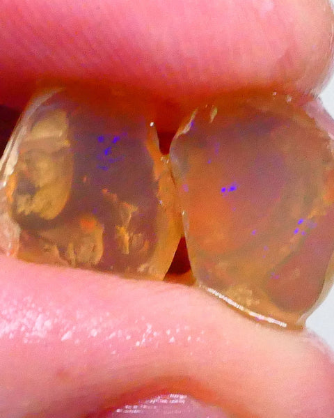 Lightning ridge amber knobby opal split 12.50cts Some Blue fires flashes 13x11x10mm & 13x10x7mm  Lot B4-A613