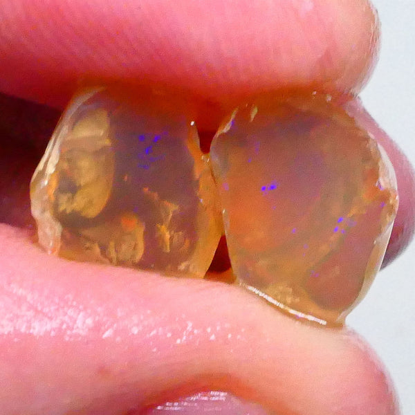 Lightning ridge amber knobby opal split 12.50cts Some Blue fires flashes 13x11x10mm & 13x10x7mm  Lot B4-A613