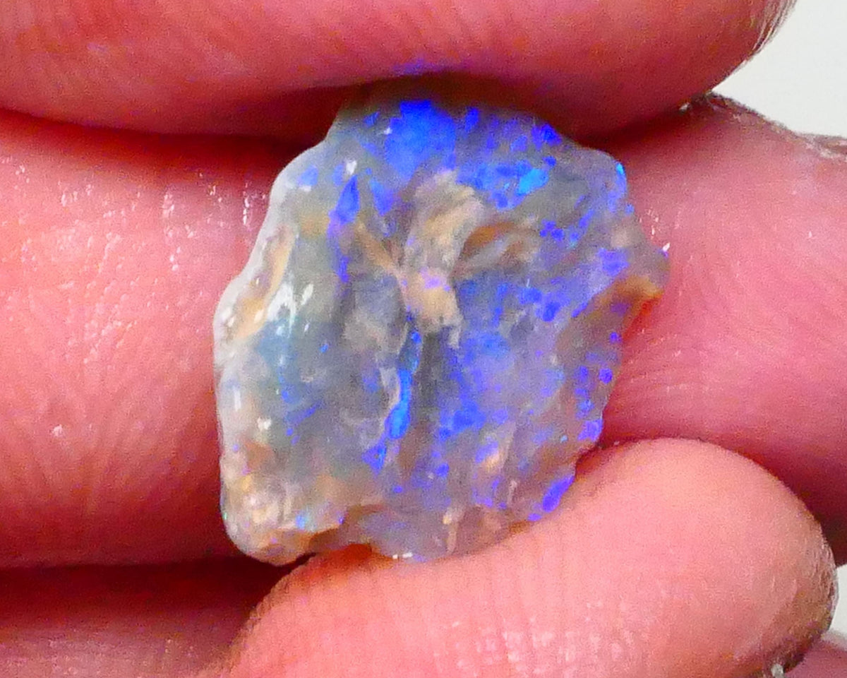 Untouched Dark Crystal knobby opal rough of Lightning Ridge 4.70cts Loaded with blues 16x14x5mm  Lot B4-A619