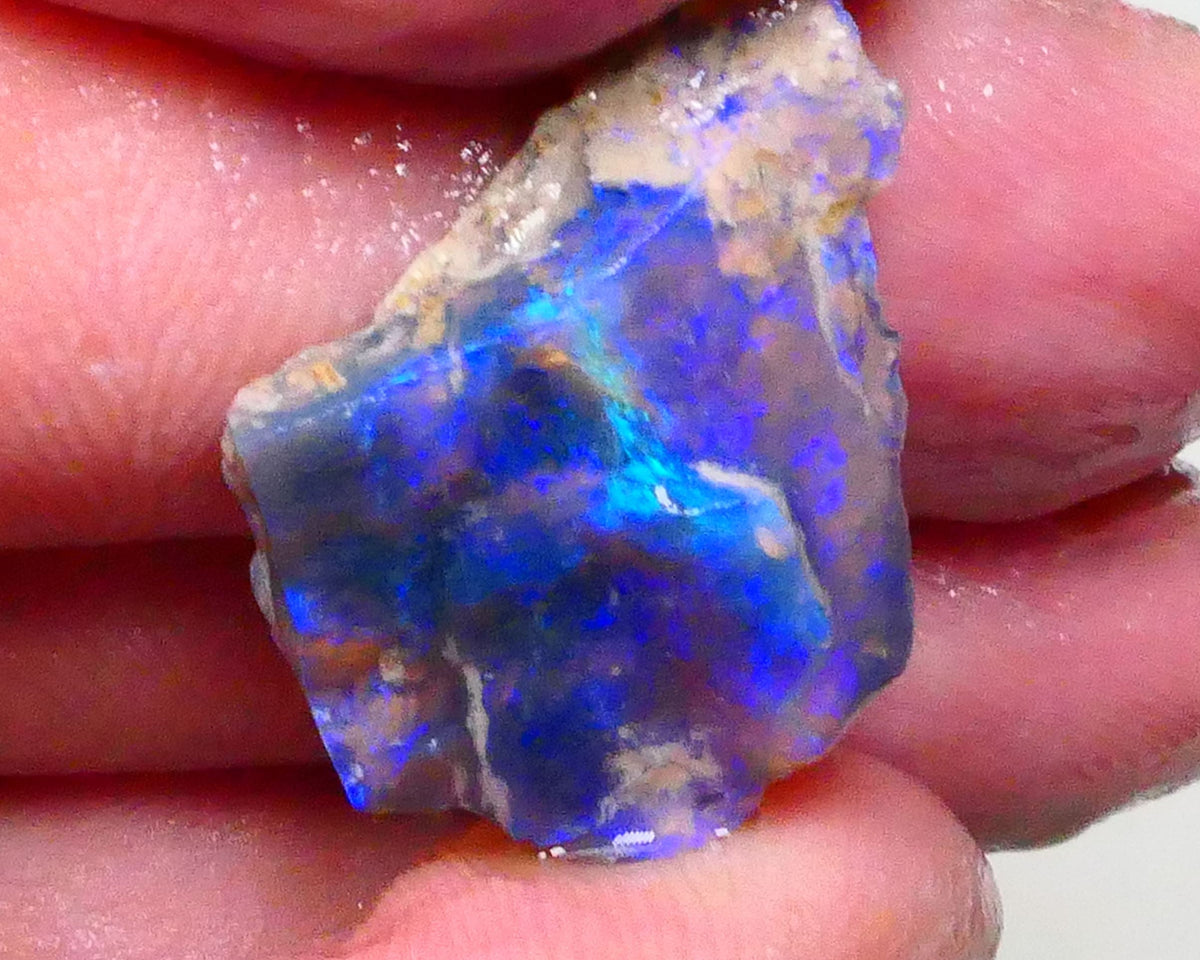 Gorgeous Bright Royal Blues on this Black seam opal rough to cut 8.60cts Lightning Ridge Material 27x18x6mm  Lot B4-A623