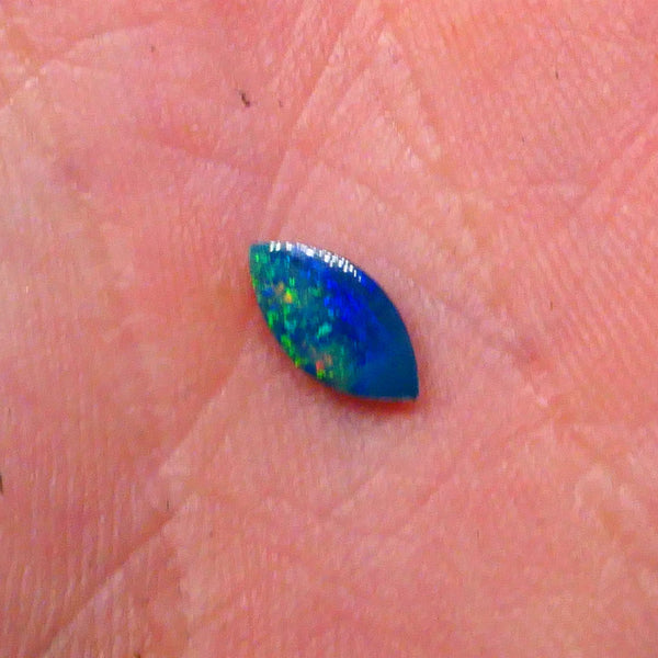 Coober Pedy Opal doublet Jewellery Grade 0.30cts Green/Blue fires top polish ready to set 7x4x1mm Lot B4-A635