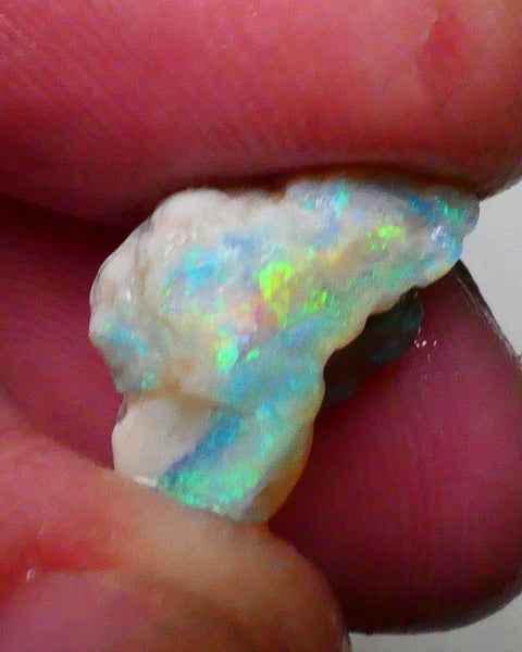 Yellow/blue/green dominant Multifires to cut 6.35cts Lightning Ridge knobby opal rough 13x10x9mm Lot B4-A628