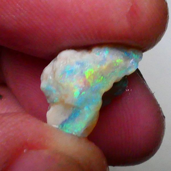 Yellow/blue/green dominant Multifires to cut 6.35cts Lightning Ridge knobby opal rough 13x10x9mm Lot B4-A628