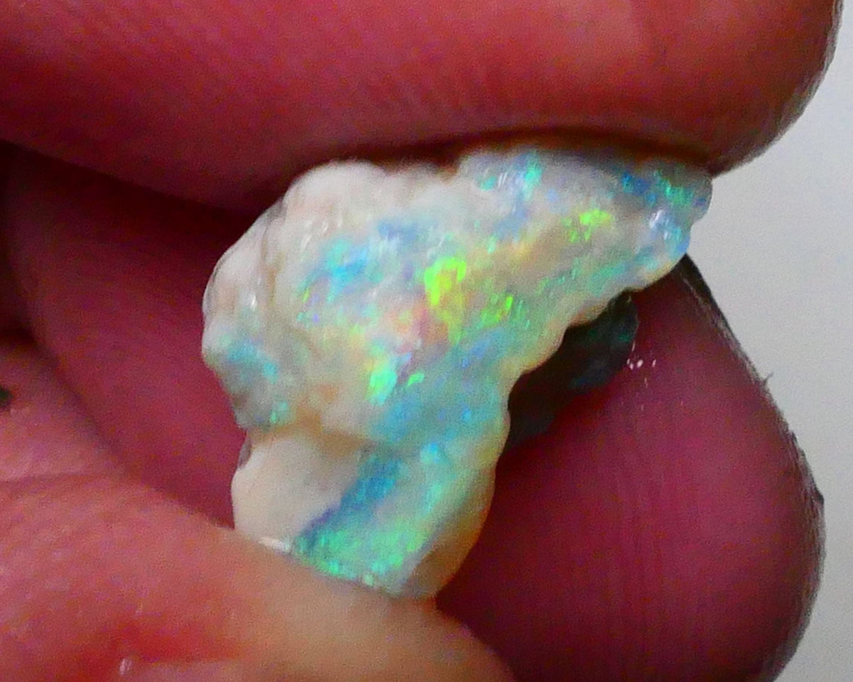 Yellow/blue/green dominant Multifires to cut 6.35cts Lightning Ridge knobby opal rough 13x10x9mm Lot B4-A628