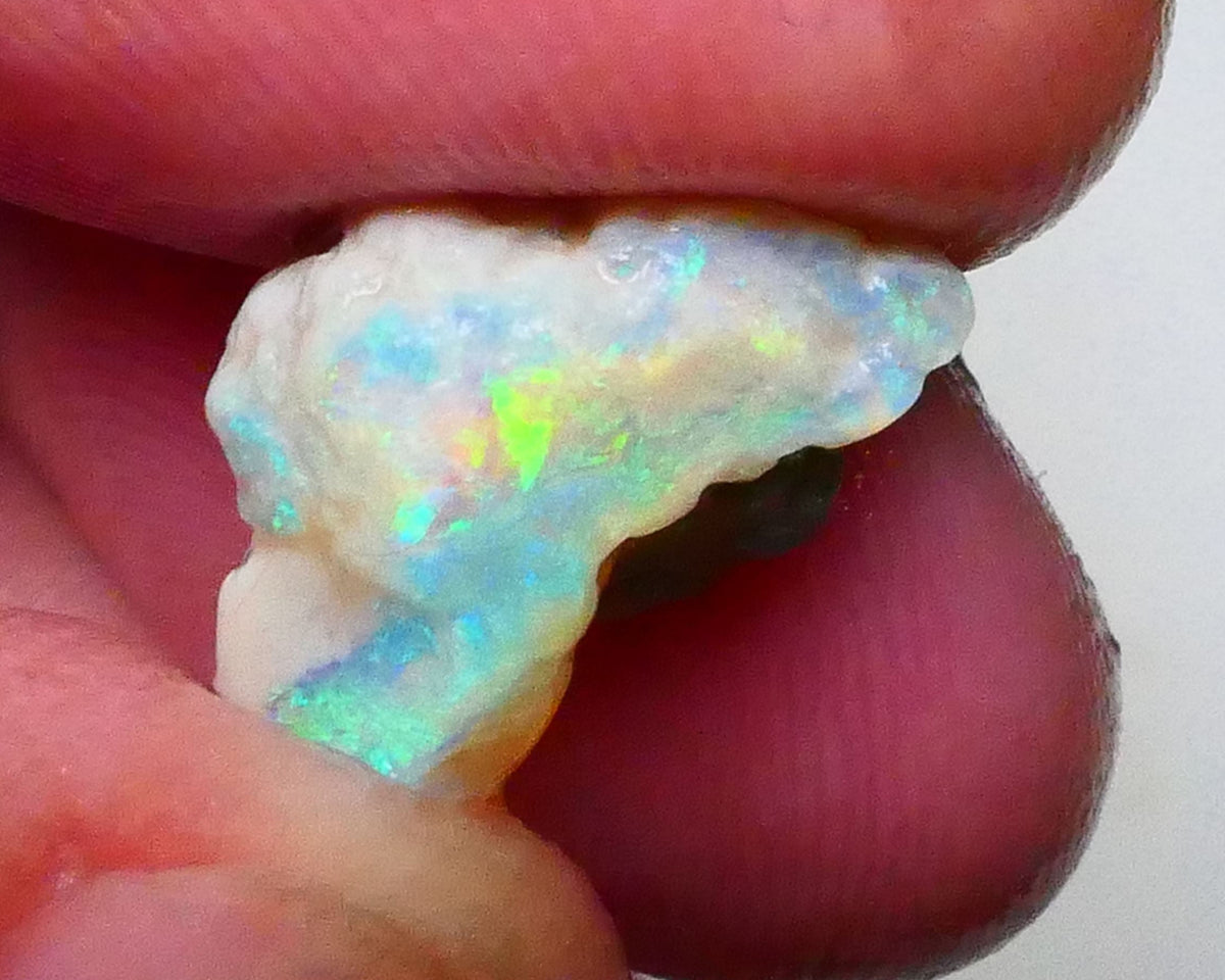 Yellow/blue/green dominant Multifires to cut 6.35cts Lightning Ridge knobby opal rough 13x10x9mm Lot B4-A628