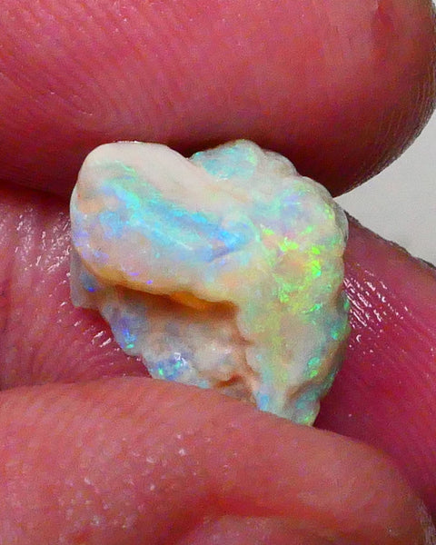 Yellow/blue/green dominant Multifires to cut 6.35cts Lightning Ridge knobby opal rough 13x10x9mm Lot B4-A628
