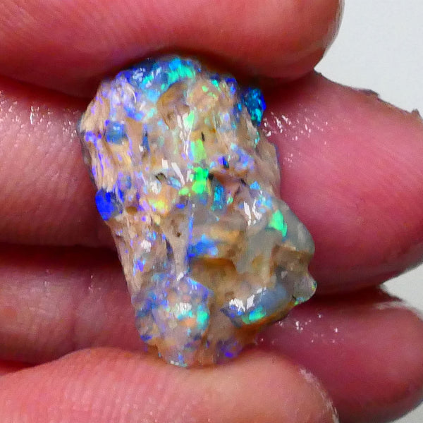 Opalised fossil formation rough 9.00cts Lightning Ridge Bright Greens/blues to carve or collect 21x12x9mm Lot B4-A626