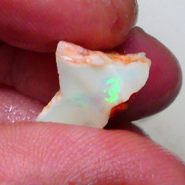 Bright Green Dominant Multifires Light Grey base Seam opal to cut 15.75cts Coober Pedy Material 23x15x11mm   Lot B4-A625
