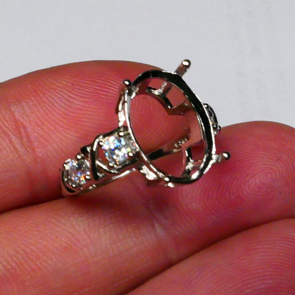 Miners Bench Opal Friendly prong setting Sterling silver Adjustable size 20mm x15mm oval stone setting  Lot B4-A646