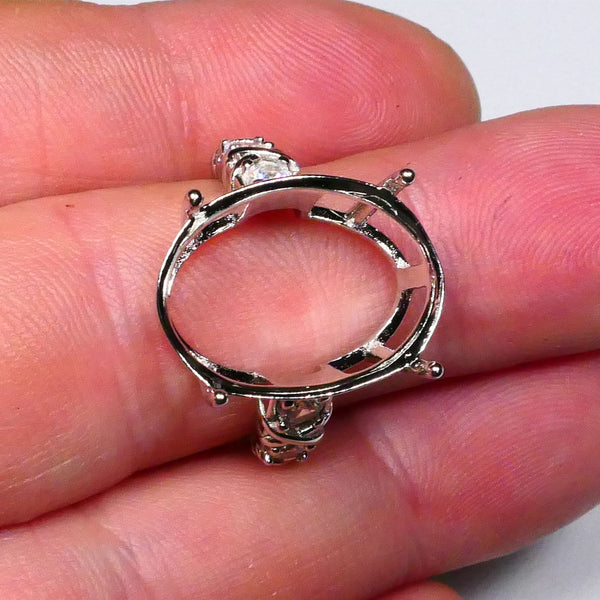 Miners Bench Opal Friendly prong setting Sterling silver Adjustable size 20mm x15mm oval stone setting  Lot B4-A646